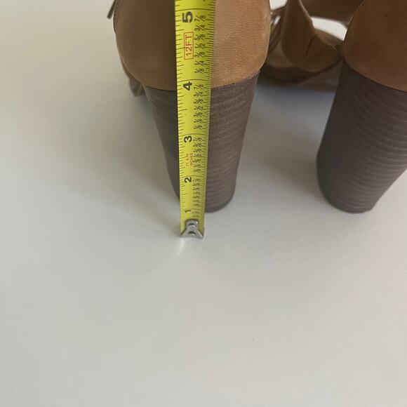 Lucky Brand 'Leesha' Womens 7.5 Fringe Block Heel Tan Nubuck Leather - Picture 8 of 11